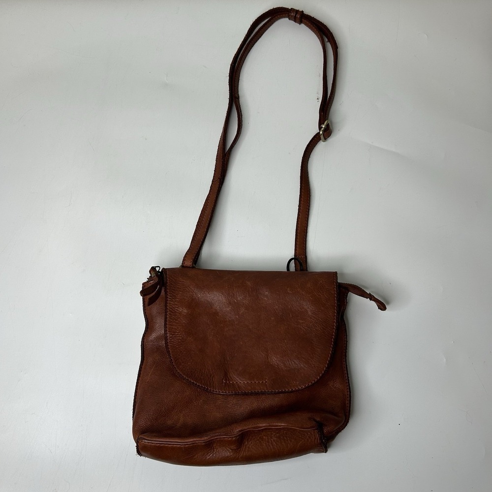 Brown Crossbody Leather Shoulder Bag - Unbranded